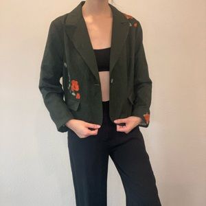 Green blazer with floral prints *No tag*